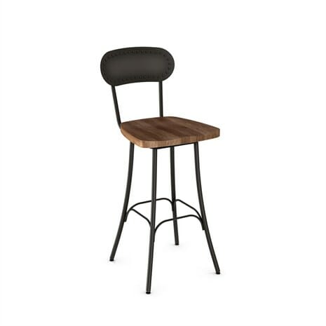 Bean 41568 Stool with Solid Wood Seat and Metal Backrest By Amisco -0