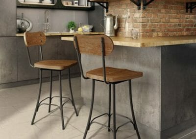 Bean 41268 Stool with Solid Wood Seat and Backrest By Amisco -19912