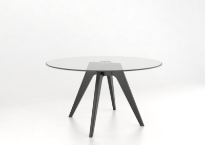 Downtown Peppercorn Washed Round Glass Top Table