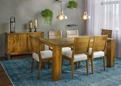 Oak Washed Glass Top Table 7 Piece Set