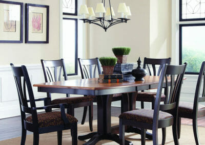Boat Shaped Table 7 Piece Set with Uphosltered Chairs