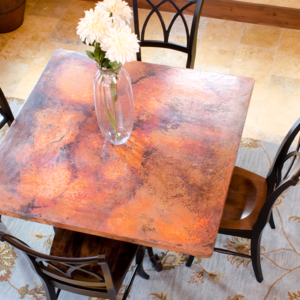 Hammered Copper Square Table 5 Piece Set