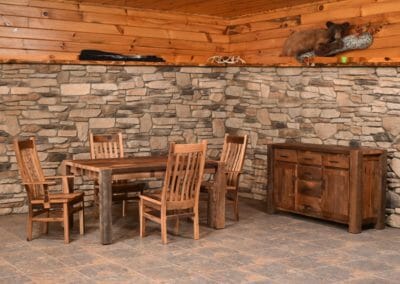This set is constructed of reclaimed barn wood which has been cleaned and dried, undergoing a metal detector twice in order to remove any nails, as well as kiln-dried to exterminate all bugs and insects. Purchasing an Urban Barnwood dining set is an oppor