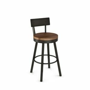 Lauren 40593 Swivel Stool with Solid Wood Seat and Metal Backrest By Amisco-0