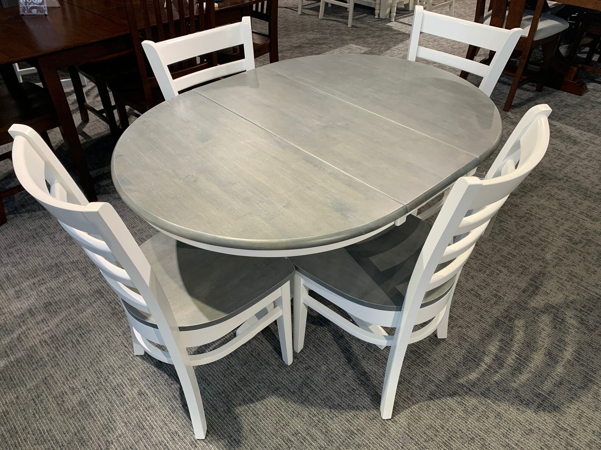 Ww78 Grey And White Pedestal Table 5, White Dining Room Table Set