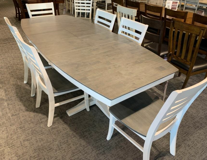 Ww81 Heather Grey And White Double, White Pedestal Dining Table Set